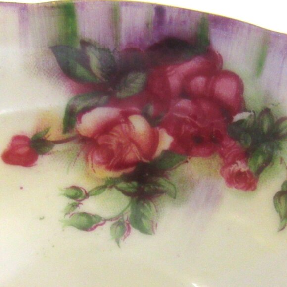 Vintage Japanese Tea Cup and Saucer, Purple with Roses, Gold Trim       I1111 - Picture 2 of 9